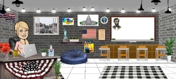 Preview of Bitmoji Virtual Classroom-Social Studies/History/United States- EDITABLE