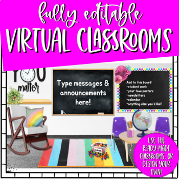 Preview of Bitmoji Virtual Classroom Templates | Virtual Classroom Backgrounds | Editable