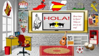 Preview of Bitmoji Virtual Classroom  Trip to Spain! Distance learning! Hispanic Heritage