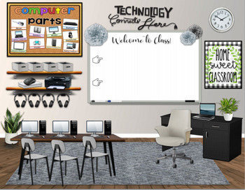 Preview of Bitmoji Virtual - Digital Classroom (Editable) Computer, Technology Class