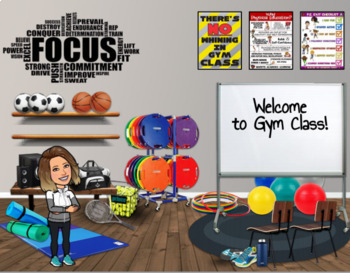 Preview of Bitmoji Virtual - Digital Classroom (Editable) (Gym, Physical Education)