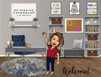 Preview of Bitmoji Virtual, Digital Office for School - Guidance Counselor, CST (Editable)