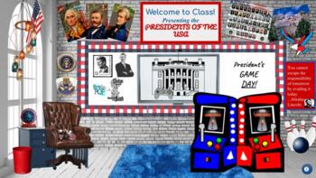 Preview of Presidents Day Games Virtual Classroom Template