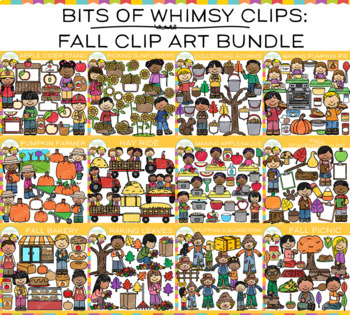 Preview of Bits of Whimsy Clips Fall Kids Clip Art Bundle