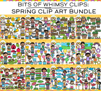 Preview of Bits of Whimsy Spring Kids Clip Art Big Bundle