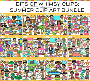 Preview of Bits of Whimsy Summer Kids Clip Art Bundle