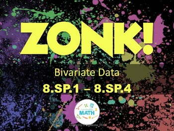 Preview of Bivariate Data (Linear Regression and Two-Way Tables) ZONK Review Game for 8.SP