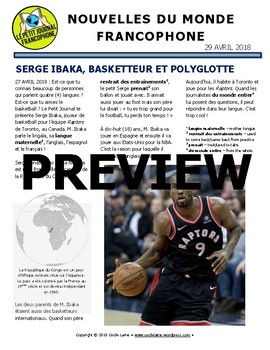 Preview of Biweekly news summaries for French students: April 29, 2018