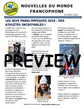 Preview of Biweekly news summaries for French students: March 18, 2018