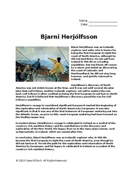Preview of Bjarni Herjólfsson Worksheet