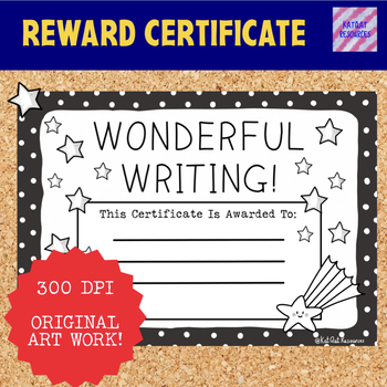Preview of Black And White Reward Certificate Freebie - Great Writing!