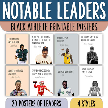 Preview of Black Athletes Posters Black History Month Classroom Decor Bulletin Board