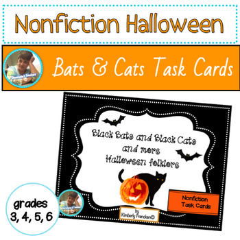 Preview of Black Bats and Black Cats: Halloween Folklore Nonfiction Task Cards