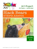 Black Bears in Oil Pastel + Watercolor Art Lesson for Grades 1-3