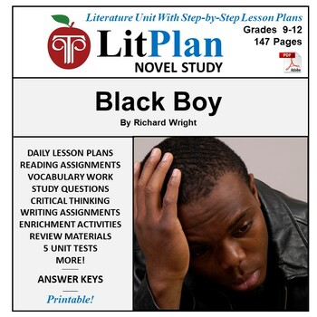 Preview of Black Boy LitPlan Novel Study Unit, Activities, Questions, Test