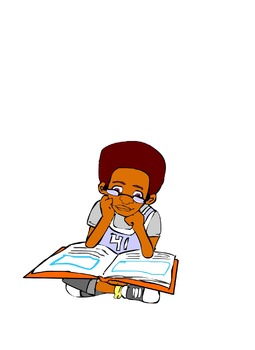 Preview of Black Boy Reading Clip Art