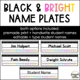Black + Bright Name Plates (editable)