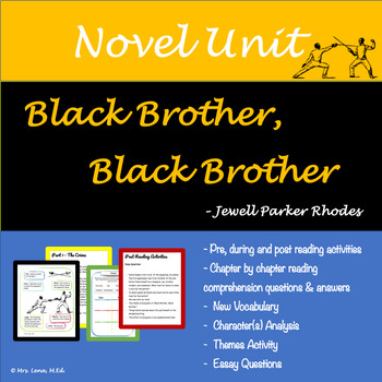 Preview of Black Brother Black Brother by Rhodes Novel Study