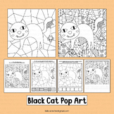 Black Cat Coloring Page Halloween Activities Math Pop Art 