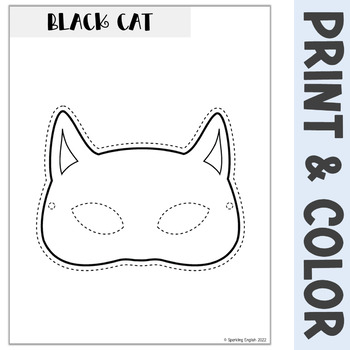 Black Cat Halloween Mask - Free Printable Craft by Sparkling English