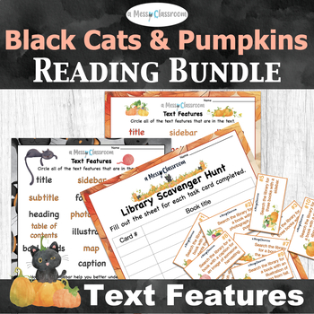 Preview of Black Cats & Pumpkins Halloween Nonfiction Reading Bundle RI.2.5 Text Features