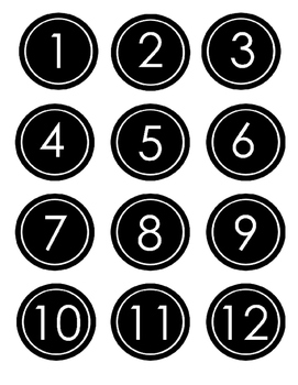 Preview of Black Circle Class Numbers 1-31- EDITABLE