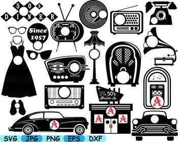 Download Black Circle Monogram 50 S Retro Vintage Radio Music Sport Car Clip Art Svg 119s