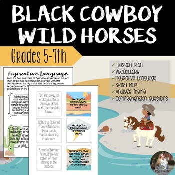 Preview of Black Cowboy Wild Horses - Reading Lesson & Activities