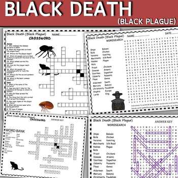 Preview of Black Death (Black Plague) Fun Puzzles ,Word Search And Crosswords