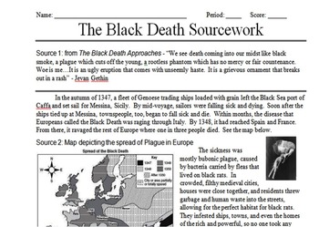 Preview of Black Death Primary & Secondary Source Assignment