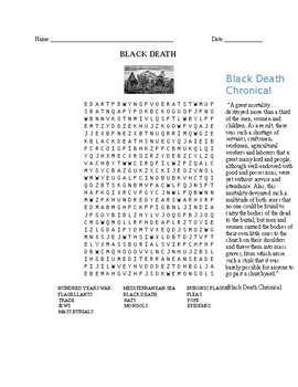 Preview of Black Death Word Search