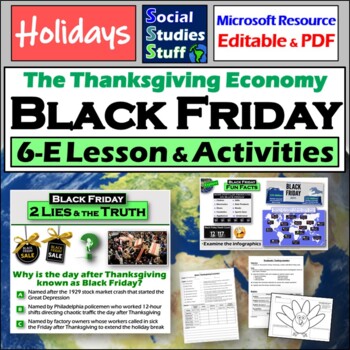 Preview of Black Friday 6-E Lesson & Activities | History Economy Indicators | Thanksgiving