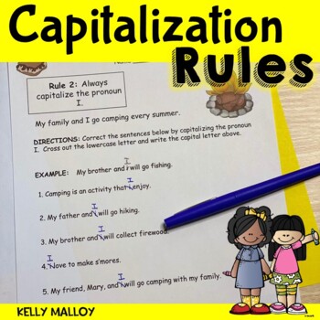 Preview of May Morning Work Capitalization Worksheets Grammar Review 3rd 4th Grade