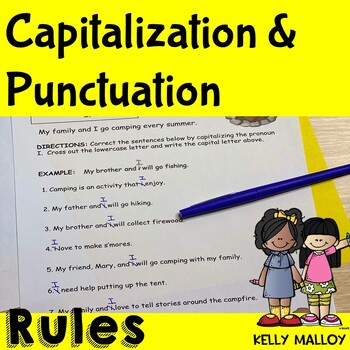 Preview of May Morning Work Capitalization Worksheets Grammar Review 3rd 4th Grade