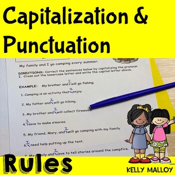 Preview of June Morning Work Capitalization Worksheets Grammar Review 3rd 4th Grade