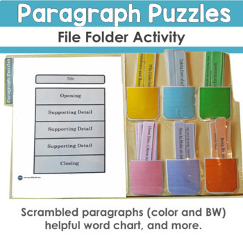 Preview of Paragraph Puzzles File Folder Activity and More