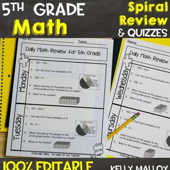 Preview of May Morning Work 5th Grade Daily Math Spiral Review Bell Work