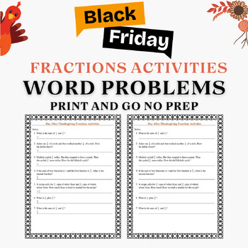 Preview of Black Friday Fraction Word Problems Addition Subtraction Multiplication Division