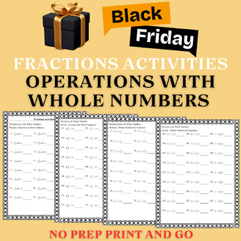 Preview of Black Friday Fractions Activities Operations With Whole Numbers No Prep