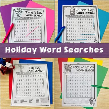 Preview of Summer Word Search Dollar Deals July Holiday Word Searches Fsdeals