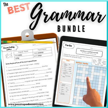 Preview of Test Prep ELA 3rd 4th 5th Grade Nouns Verbs Adjectives Prepositions Worksheets