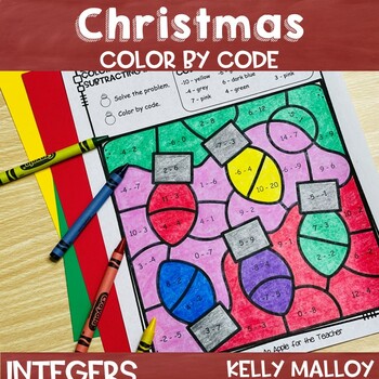 Preview of Christmas Middle School Math Integer Operations Color by Number Adding Integers