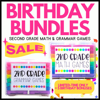 Preview of Black Friday Sale |  Math & Grammar Games for Second Grade