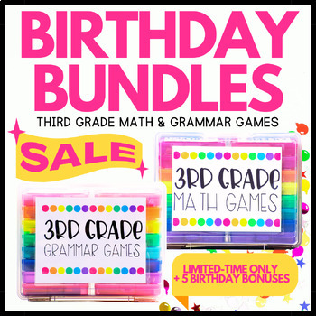 Preview of Black Friday Sale | Math & Grammar Games for Third Grade