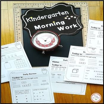 Preview of June Morning Work Kindergarten Summer Packet Math ELA Worksheets End of Year