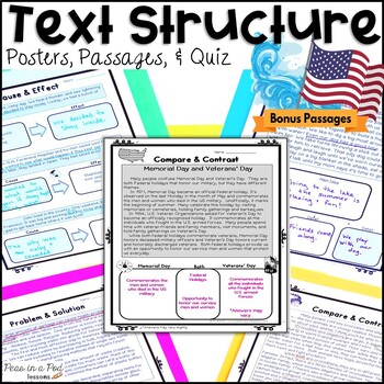 Preview of Text Structure Memorial Day Reading Comprehension End of the Year Activities +