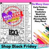 Black Friday Word Search Activity : Early Finishers : Morn