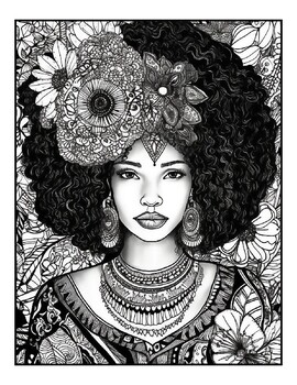 Black Beauty Vibes: Black Girl Coloring Book For Adults by Mystical Colors
