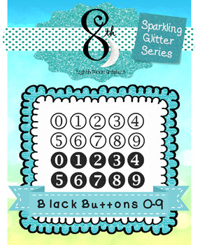 Preview of Black Glitter Button Numbers 0 - 9