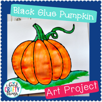 Preview of Black Glue Pumpkin Art Project Template / Fall Craft